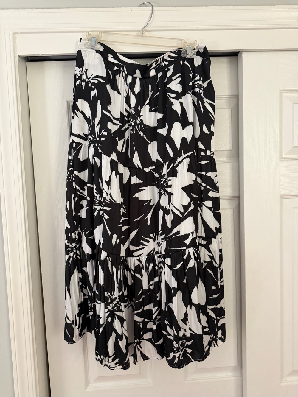 Nine West Black and White Floral Maxi Skirt